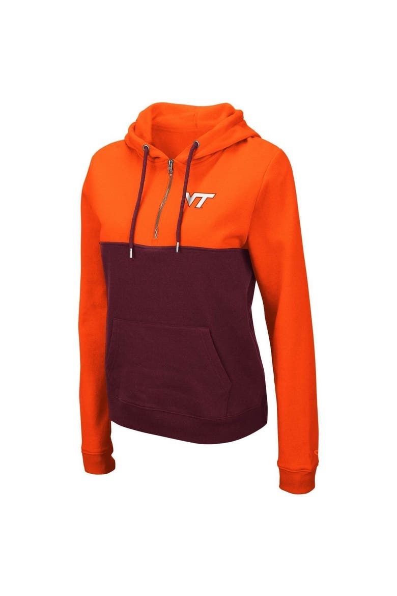 Women's Colosseum Orange/Maroon Virginia Tech Hokies Aidan Lightweight Half-Zip Hoodie, Alternate, color, Orange