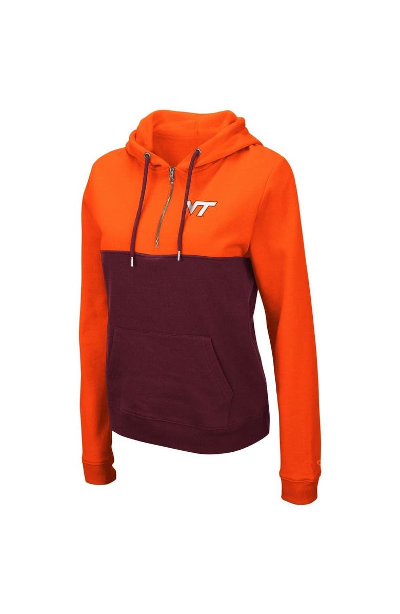 COLOSSEUM Women's Colosseum Orange/Maroon Virginia Tech Hokies Aidan Lightweight Half-Zip Hoodie, Alternate, color, Orange