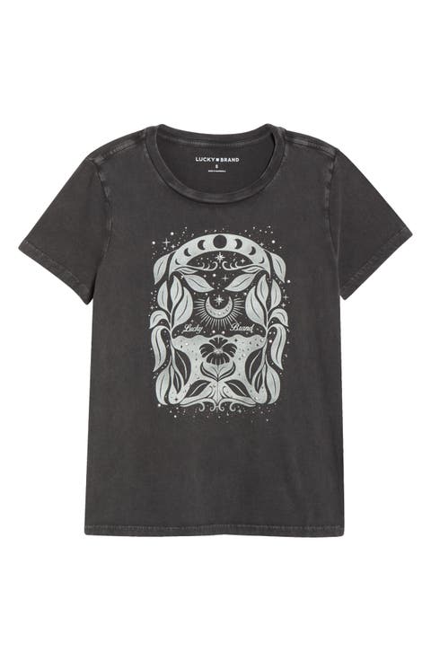 Moon Flower Graphic Cotton T-Shirt