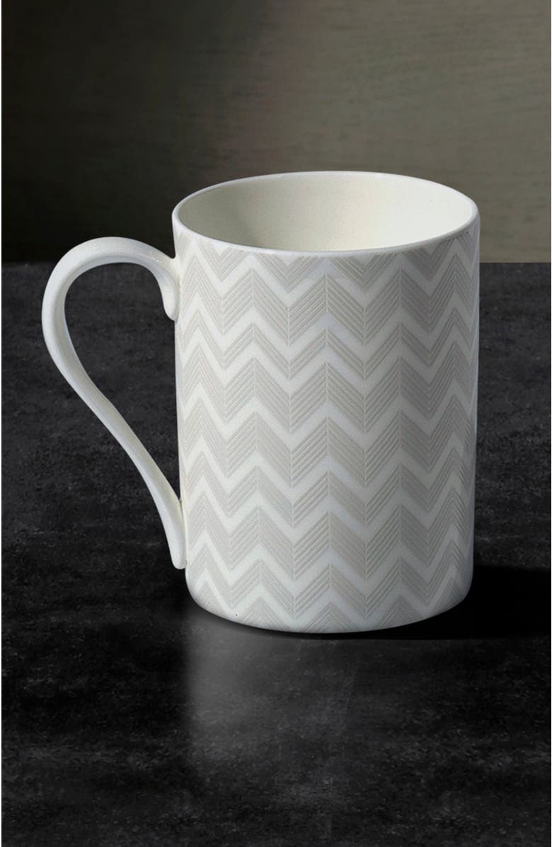 Missoni Home Tableware Mug Cup ZIG ZAG in Luxury Box White diam. 2.5", H 3.3", cap. 12.5 oz, Alternate, color, White