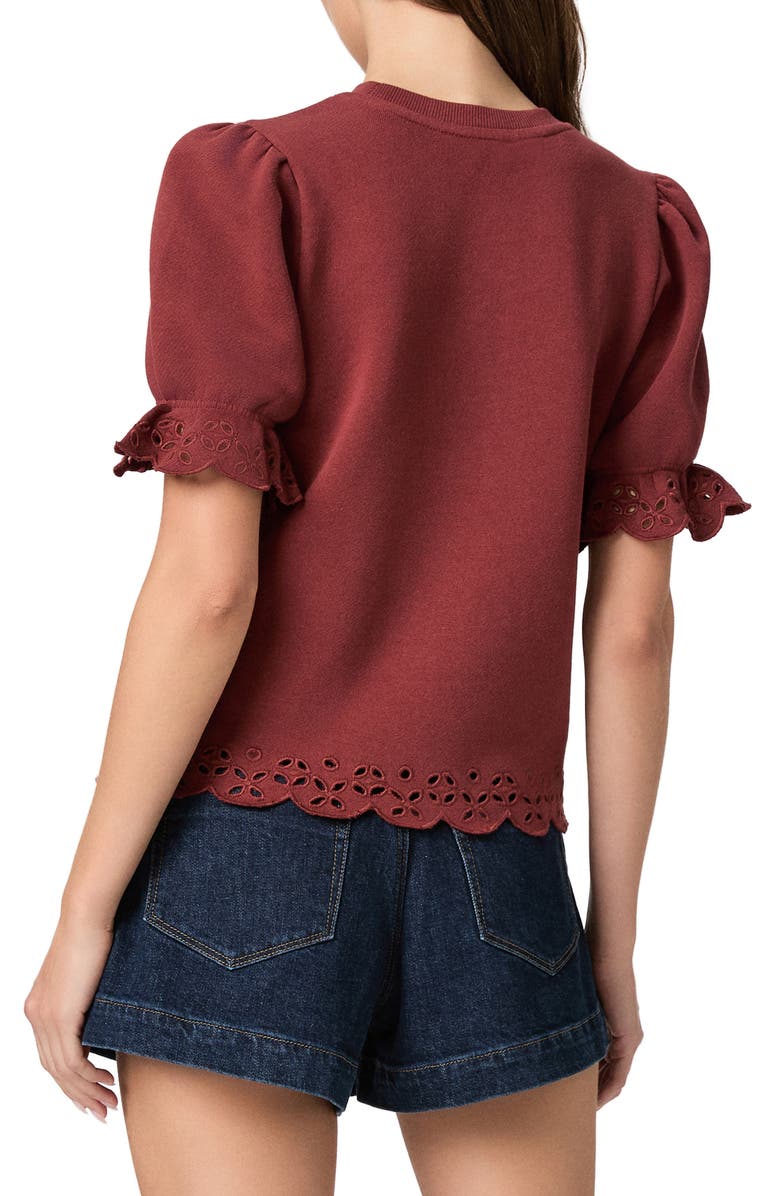 PAIGE Ciabatta Eyelet Detail Cotton Knit Top, Alternate, color, Burnt Sienna