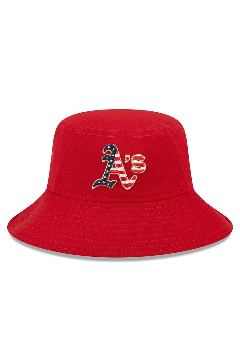 Men's New Era  Red Oakland Athletics 2023 Fourth of July Bucket Hat, Alternate, color, Red