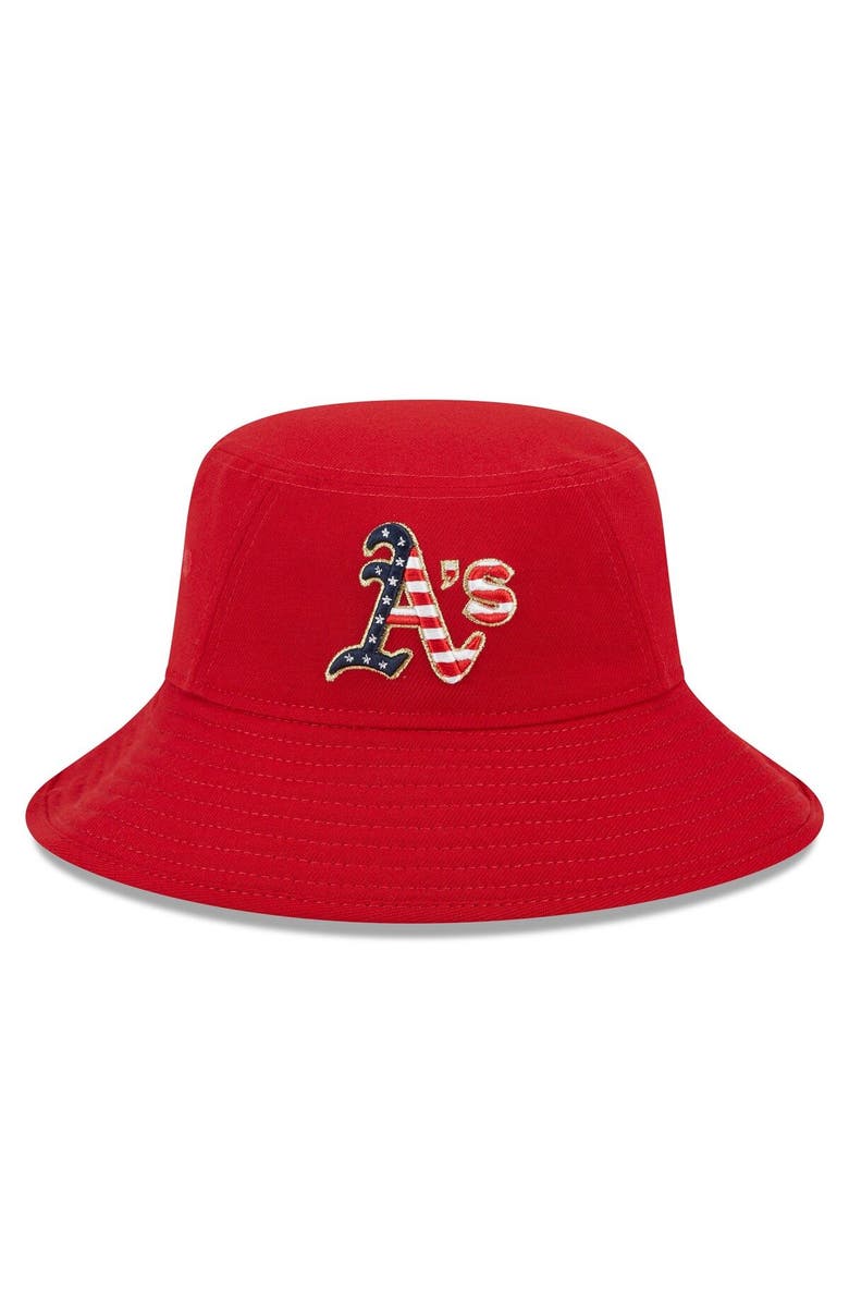 New Era Men's New Era  Red Oakland Athletics 2023 Fourth of July Bucket Hat, Alternate, color, Red