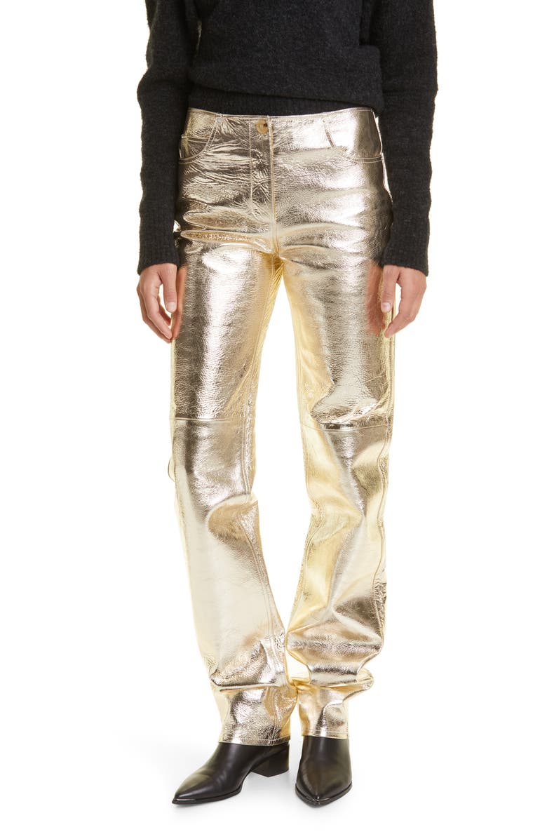 Proenza Schouler Metallic Leather Pants, Main, color, 