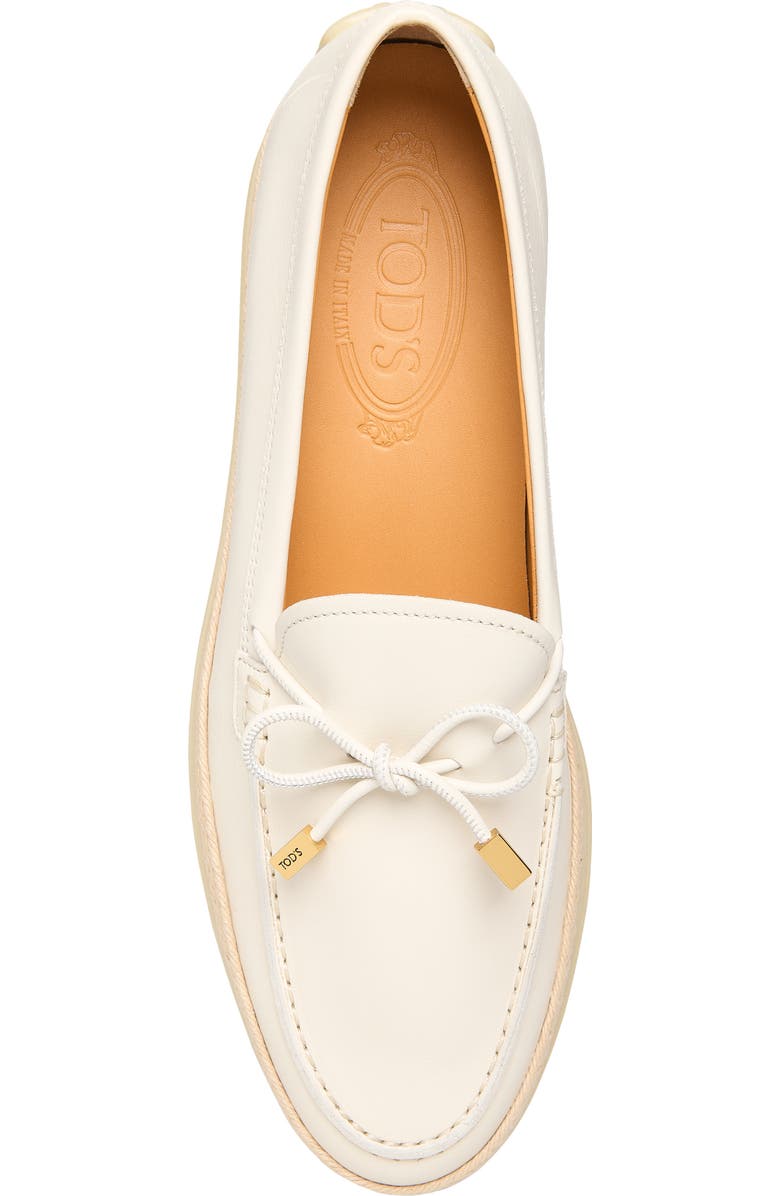 Tod's Raffia Trim Boat Shoe, Alternate, color, Bianco Calce
