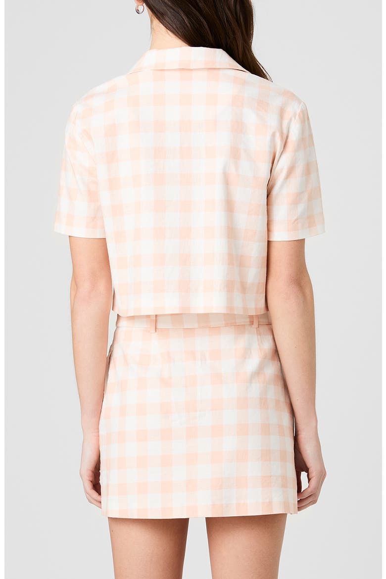 Gingham Crop Linen Blend Shirt, Alternate, color, SEASHELL GINGHAM