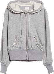 Cinq à Sept Maddie Embellished Zip-Up Hoodie