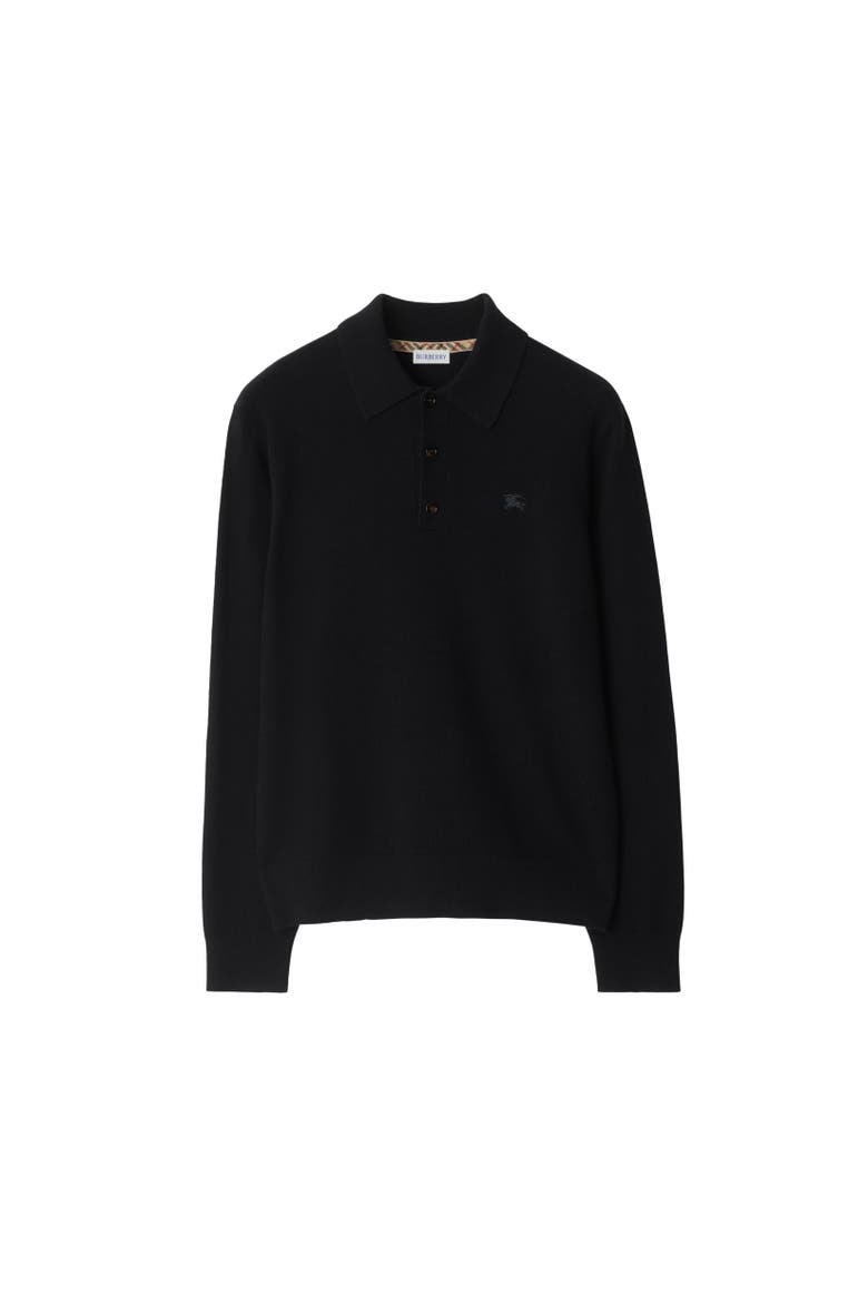 Long-sleeve Cashmere Blend Polo Shirt, Alternate, color, Black