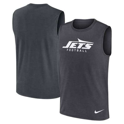 Nike Charcoal New York Jets Primetime Legend Performance Muscle Tank Top In Black