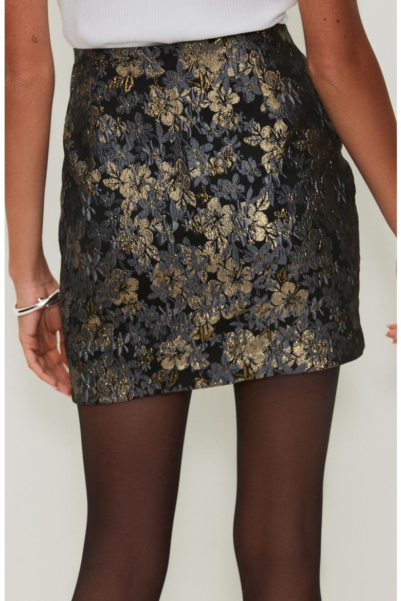 Metallic Floral Jacquard Miniskirt, Alternate, color, GREY