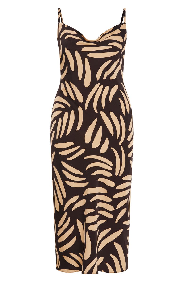 City Chic Bayley Cowl Neck Slipdress, Alternate, color, Taupe/ Black