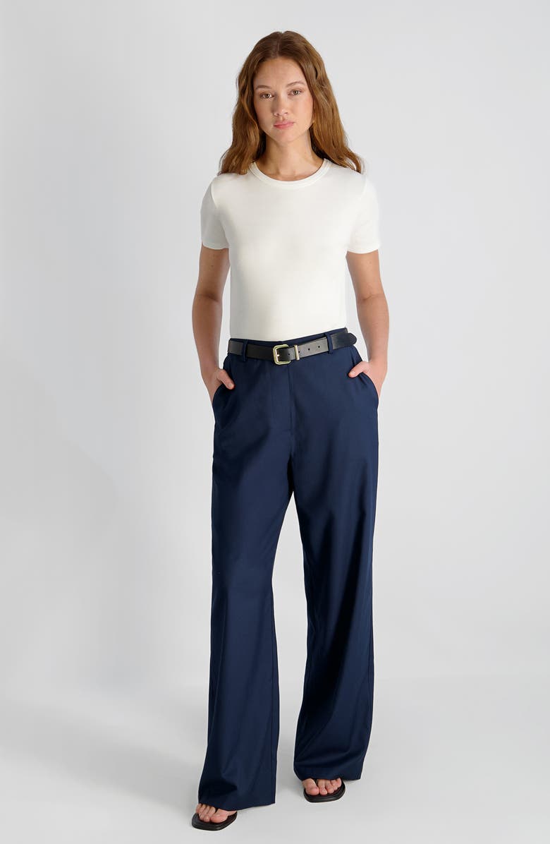 French Connection Wide Leg Twill Pants, Alternate, color, Marine