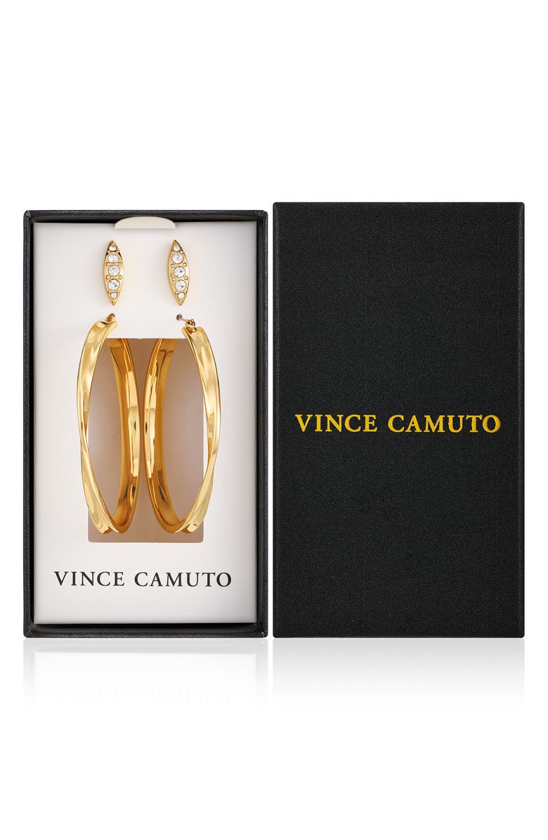 Vince Camuto Hoop and Stud Earring Set, Main, color, Gold Tone