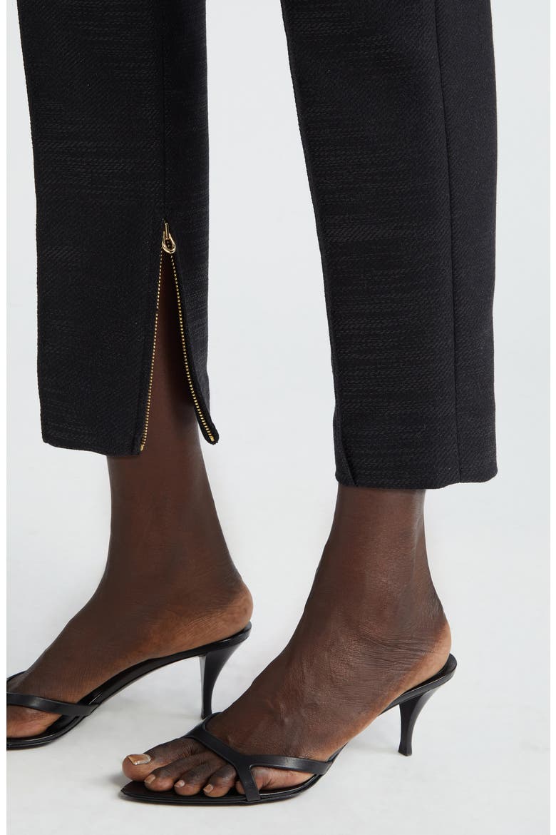 Metallic Twill Pintuck Ankle Pants, Alternate, color, BLACK/ BLACK