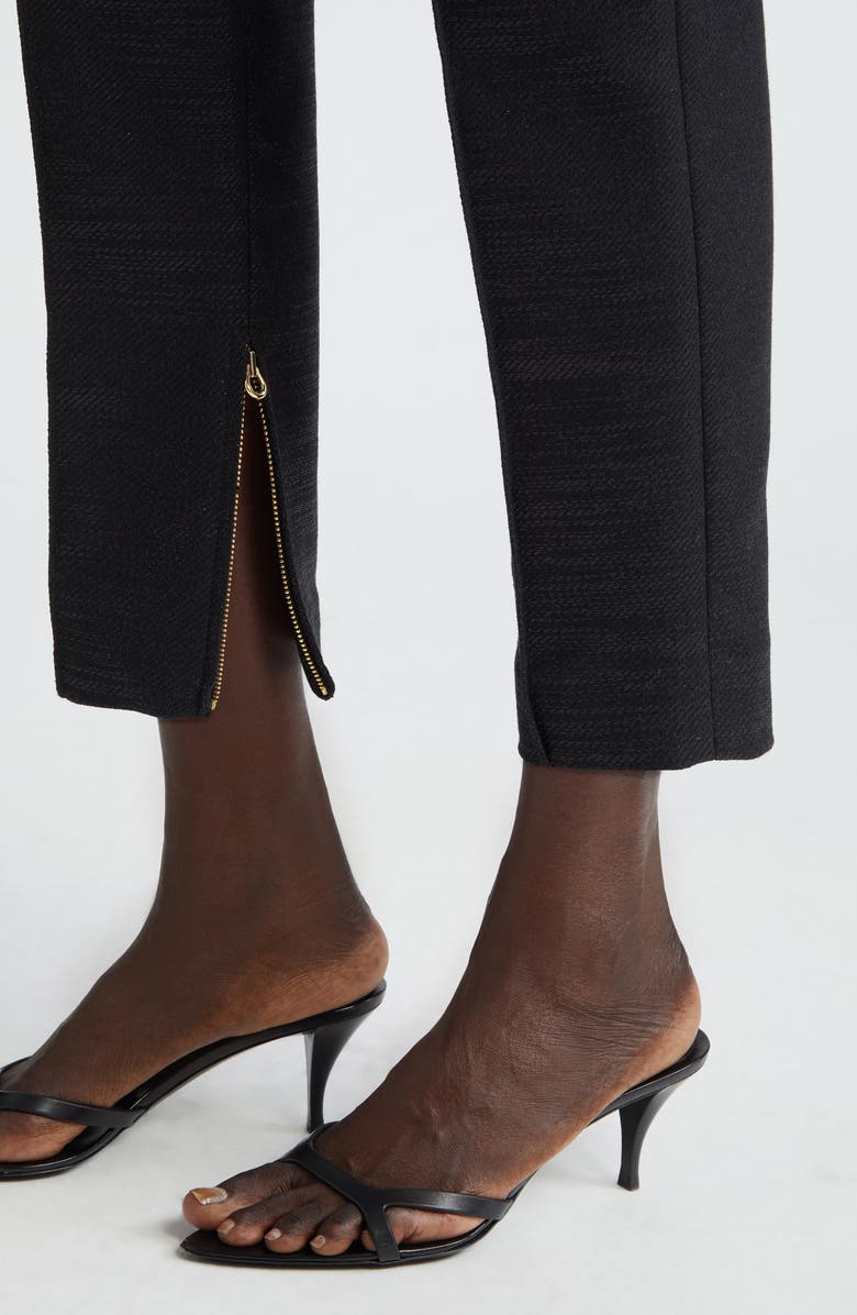 ST. JOHN Metallic Twill Pintuck Ankle Pants, Alternate, color, 