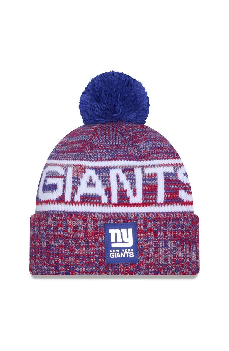 New Era Men's New Era Red New York Giants 2025 Sideline Cold Weather Cuffed Knit Hat with Pom, Main, color, 