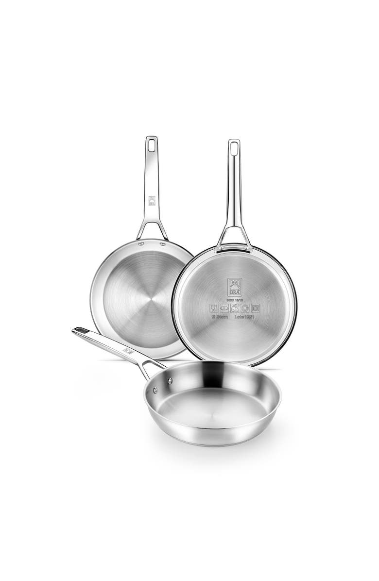 BRA Cookware Signature Stainless Steel Professional Frypan, 8-Inch, Alternate, color, Silver