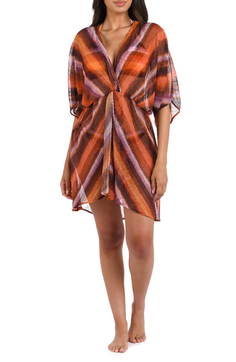 La Blanca Horizon Twist Wrap Cover-Up Dress, Main, color, Sunset