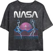 NASA Junior's Retro Shuttle Launch Short Sleeve Cropped T-Shirt