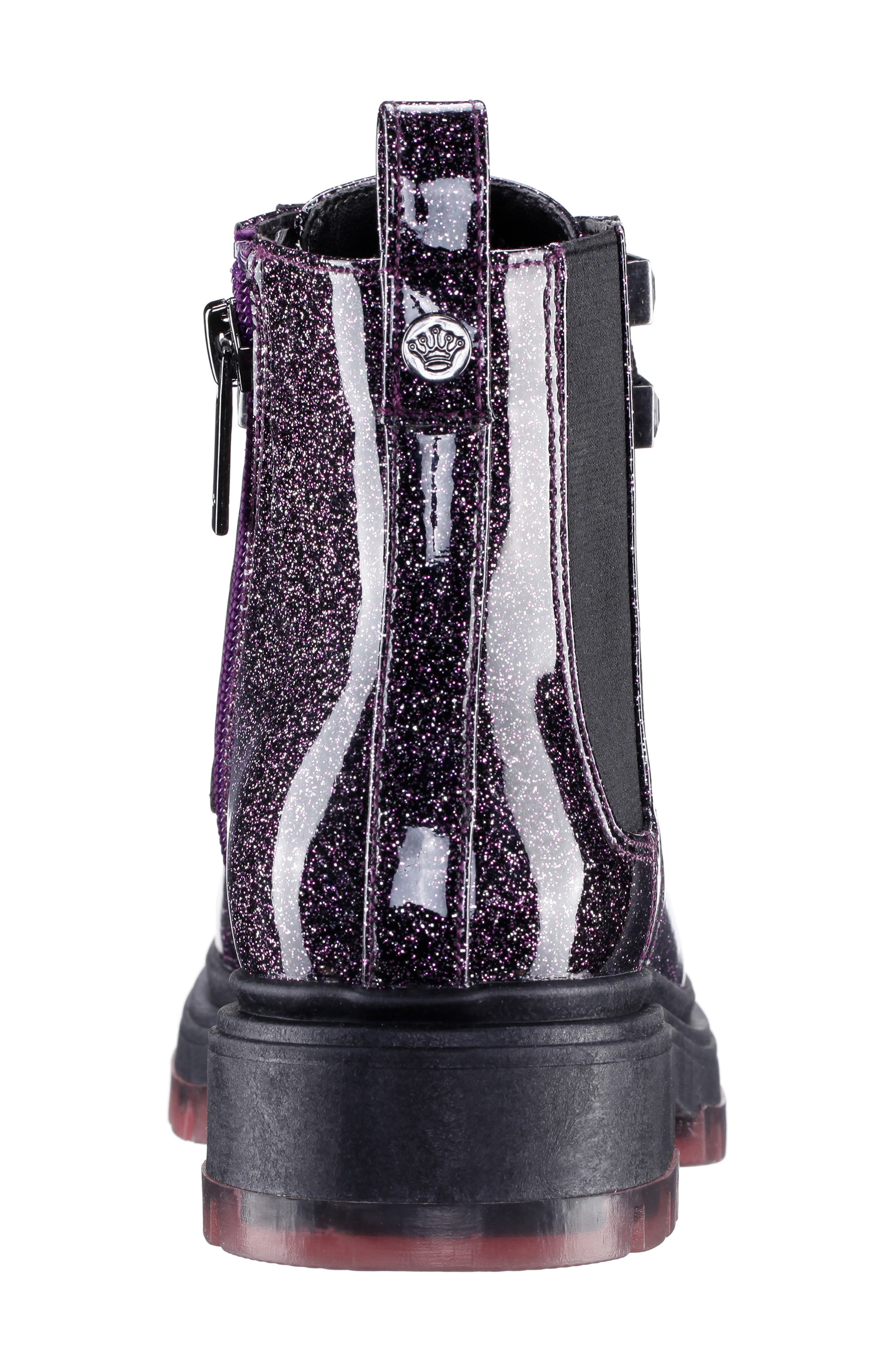 Nina Kids' Glitter Combat Boot, Alternate, color, Black/ Pink Glitter