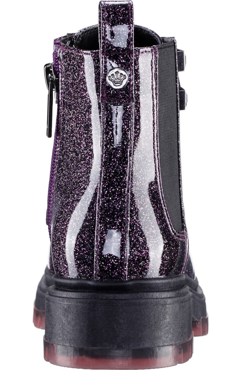 Nina Kids' Glitter Combat Boot, Alternate, color, Black/ Pink Glitter
