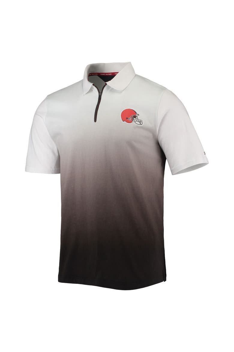 Men's Tommy Hilfiger White/Brown Cleveland Browns Rory Quarter-Zip Polo, Alternate, color, White