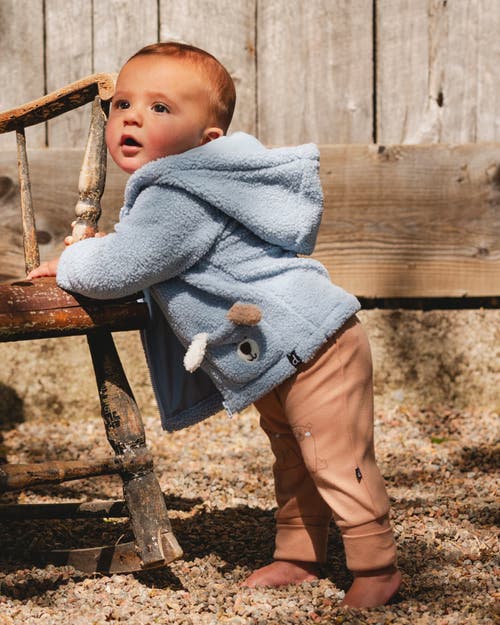 Deux Par Deux Plush Hooded Jacket In Blue