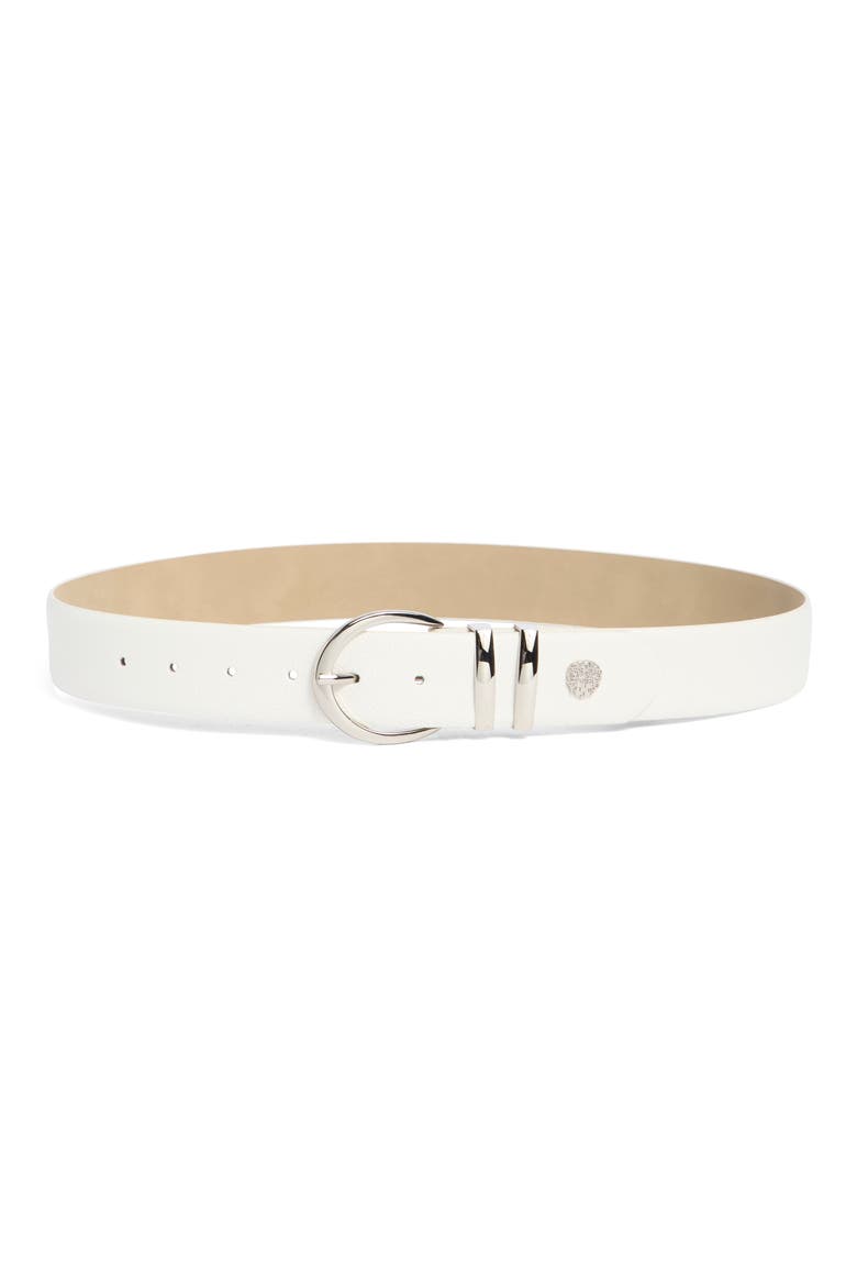 Classic Pebbled Belt, Main, color, WHITE SILVER