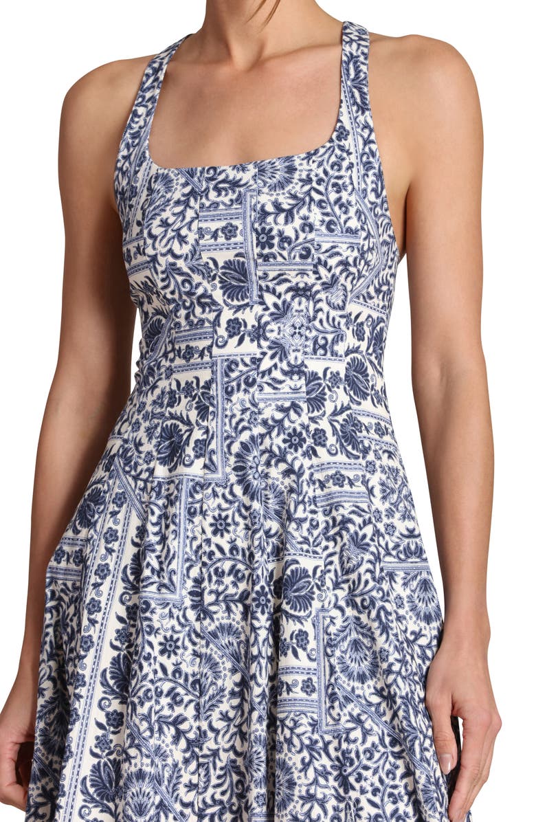 Avec Les Filles Tile Print Sleeveless Dress, Alternate, color, Navy Lisbon Tile