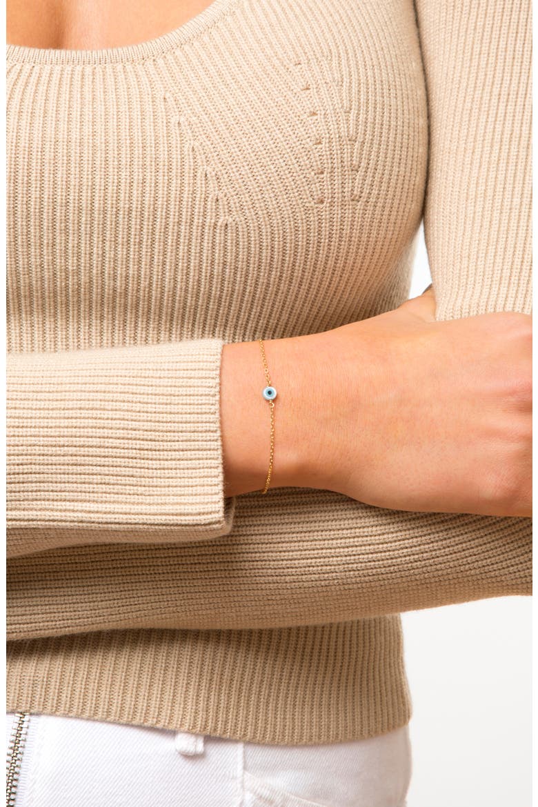 Mother-of-Pearl Evil Eye Bracelet, Alternate, color, YELLOW GOLD/ PEARL