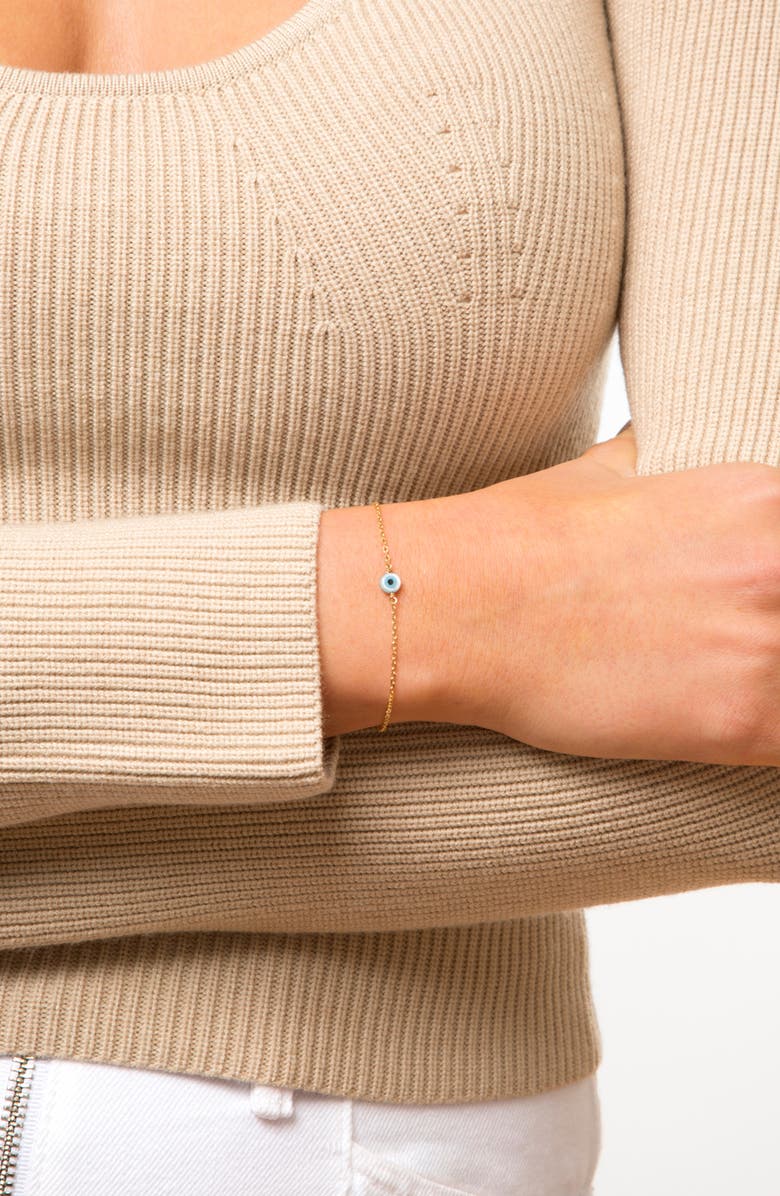 STONE AND STRAND Mother-of-Pearl Evil Eye Bracelet, Alternate, color, 