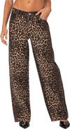 EDIKTED Print Straight Leg Jeans