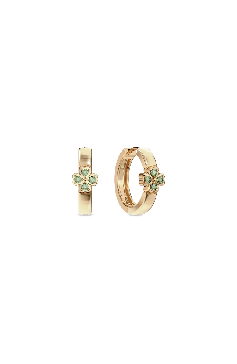 PASCAL Lucky Clover Hoop Earrings, Green Diamond Pavé, Main, color, 