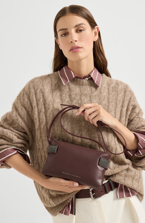 Brunello Cucinelli Essence Mini Shoulder Bag In Burgundy