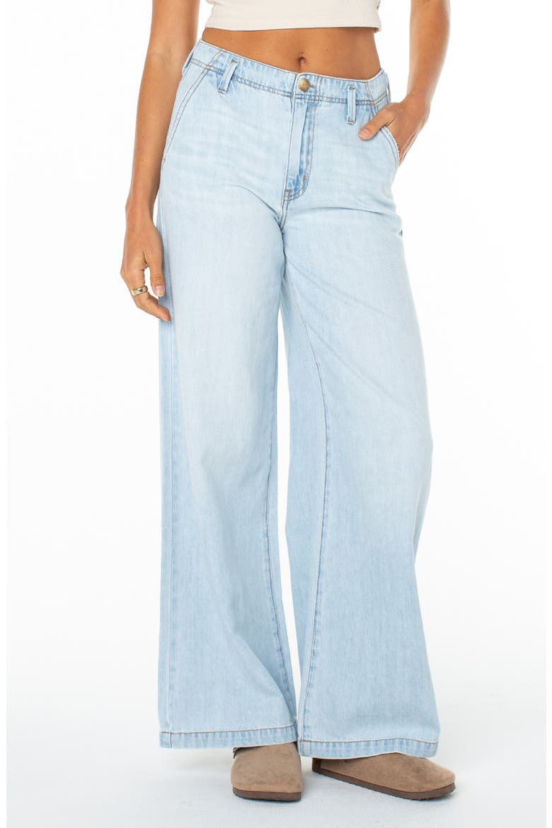 Kalani 2 Wide Leg Cotton & Linen Trouser Jeans, Main, color, MISTY DAZE