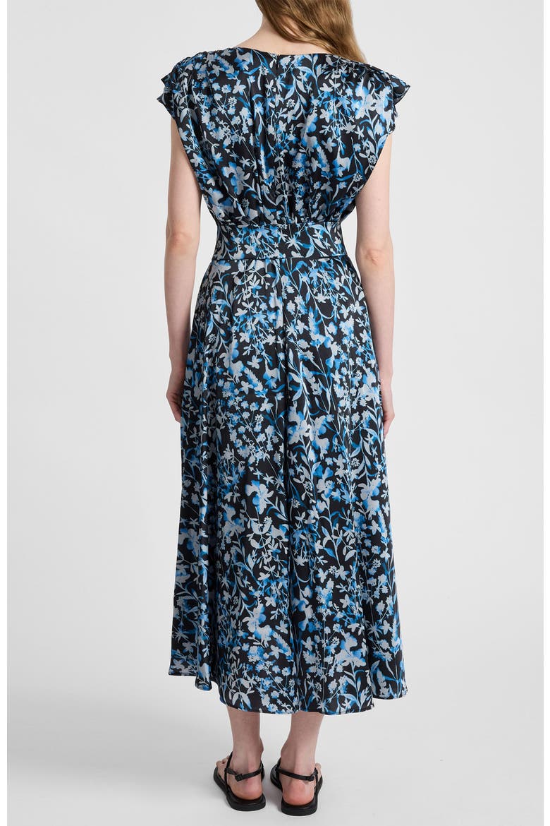 Mandy Faux-Wrap Cap Sleeve Midi Floral Dress, Alternate, color, MIDNIGHT