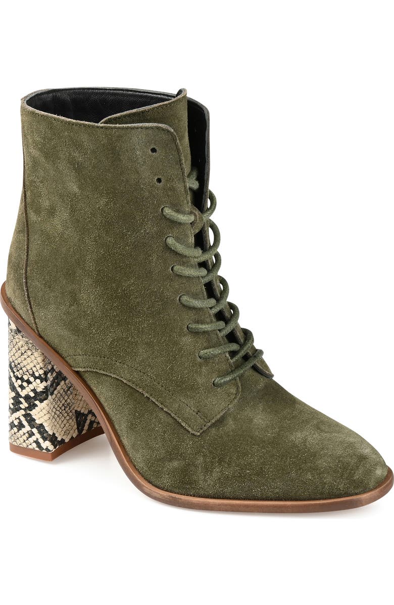 Journee Collection Journee Signature Edda Lace-Up Bootie, Main, color, Olive
