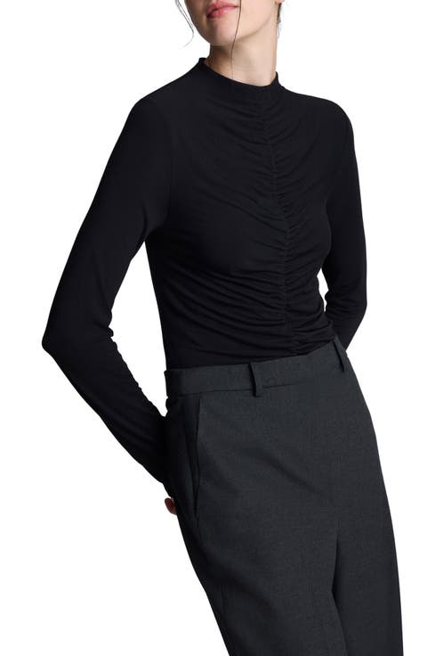 Ruched Mock Neck Top