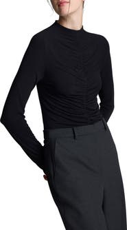 Kenneth Cole Ruched Mock Neck Top