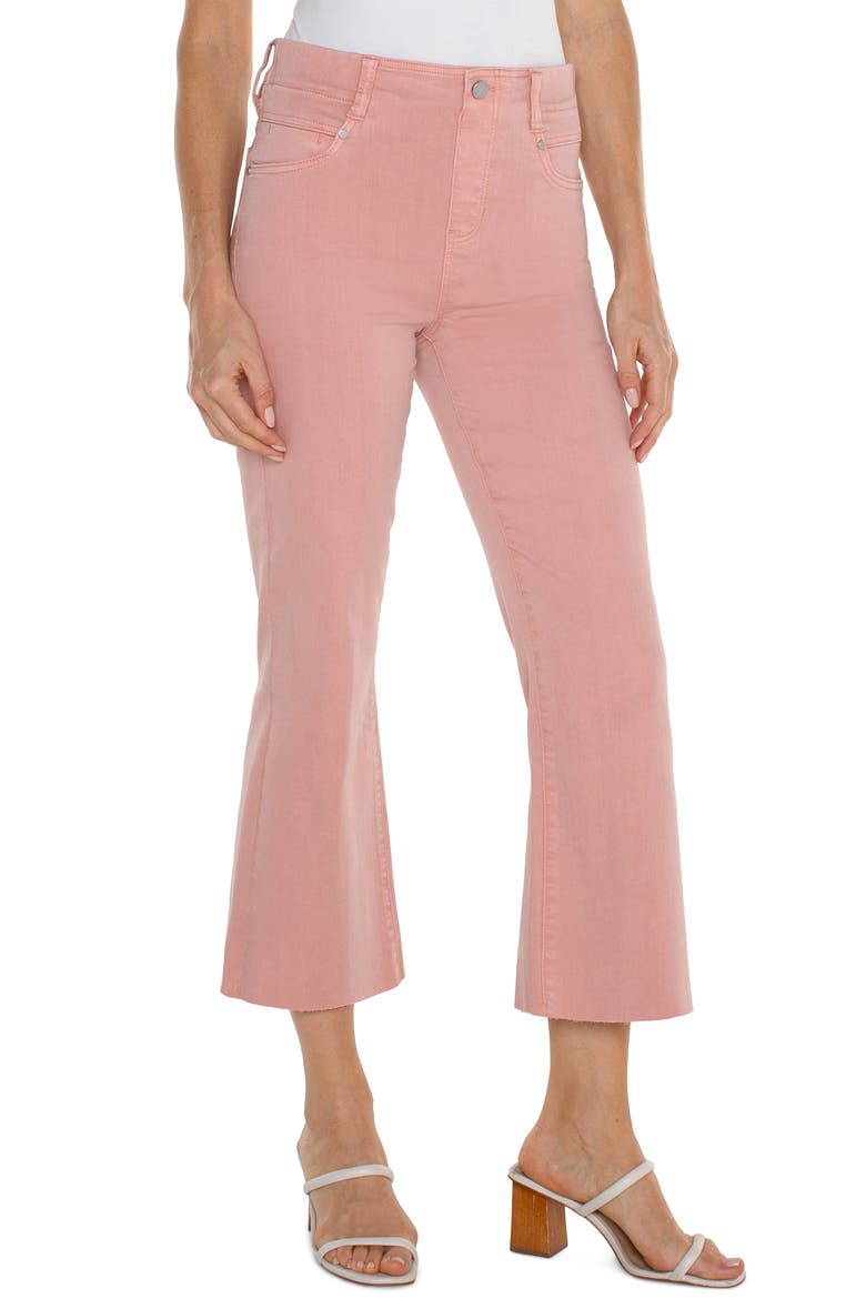 Gia Glider Pull-On Raw Hem Crop Flare Pants, Alternate, color, ROSE BLUSH