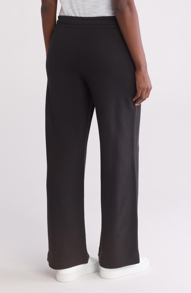 Caslon<sup>®</sup> Drawstring Cotton Blend Pique Wide Leg Pants, Alternate, color, 