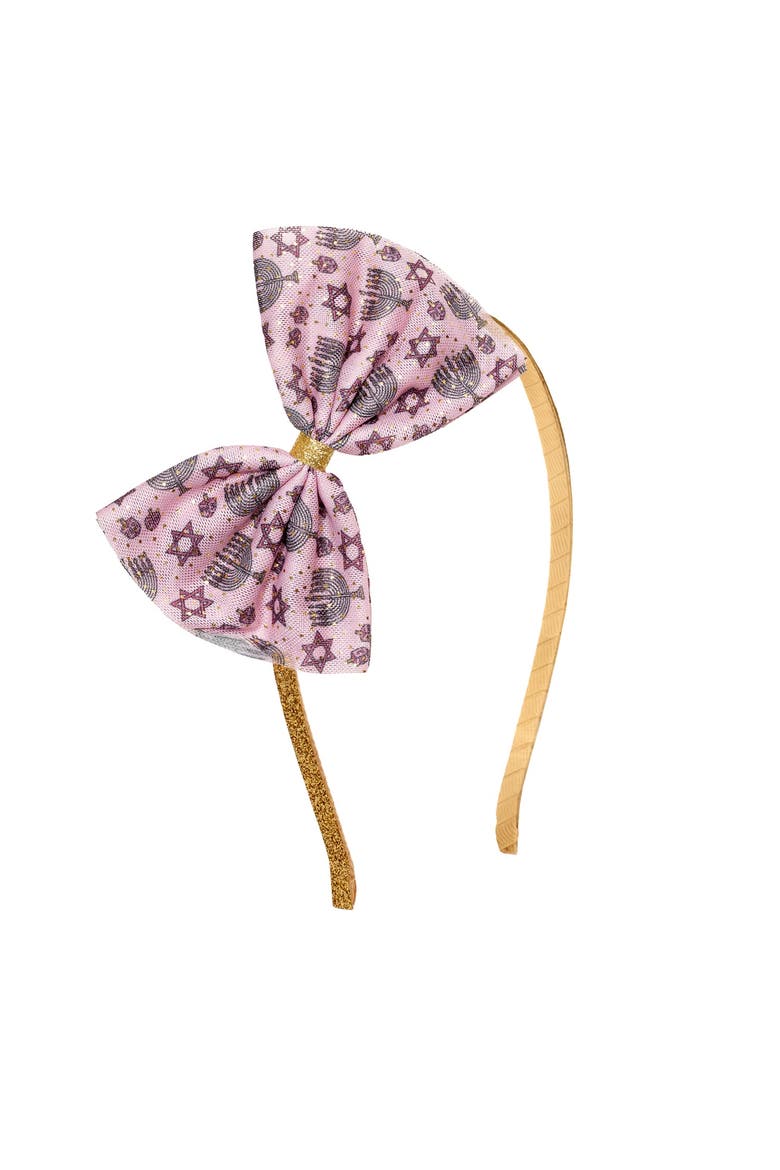 Hanukkah Tulle Bow Headband, Main, color, Pink