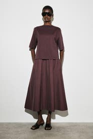 COS Contrast-Panel Boat-Neck Midi Dress