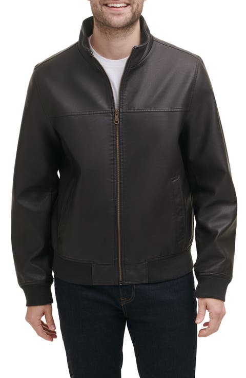 Faux Leather Bomber Jacket
