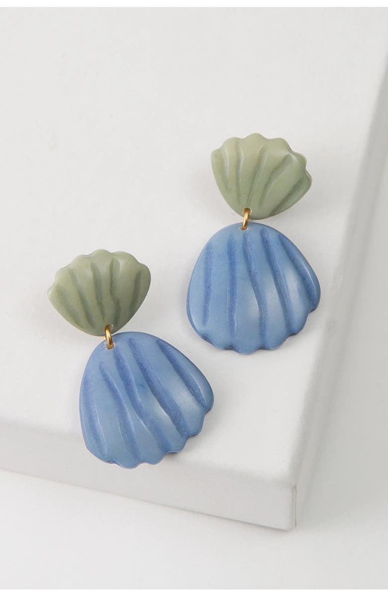 Noonday Coastal Carved Earrings, Main, color, Blue