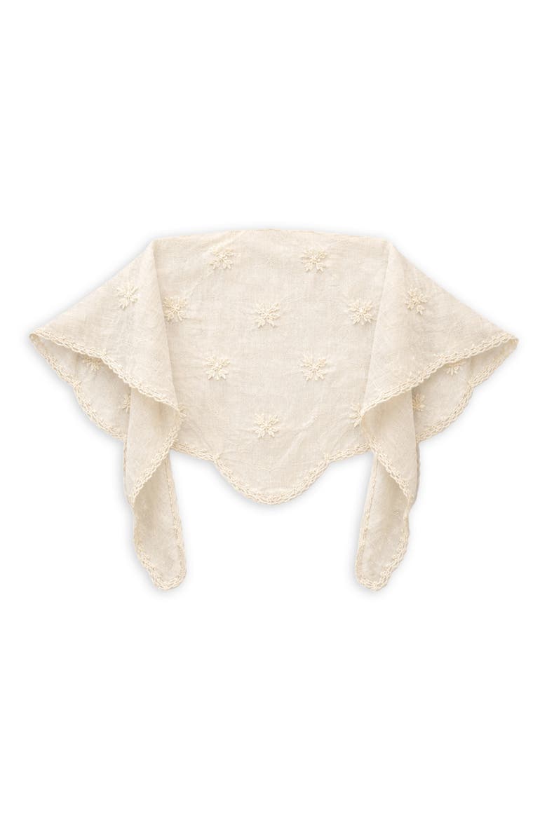 Floral Embroidered Traingle Bandana, Alternate, color, IVORY