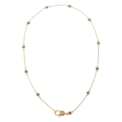 Colored Station Lobster Clasp Link Chain Necklace 18"