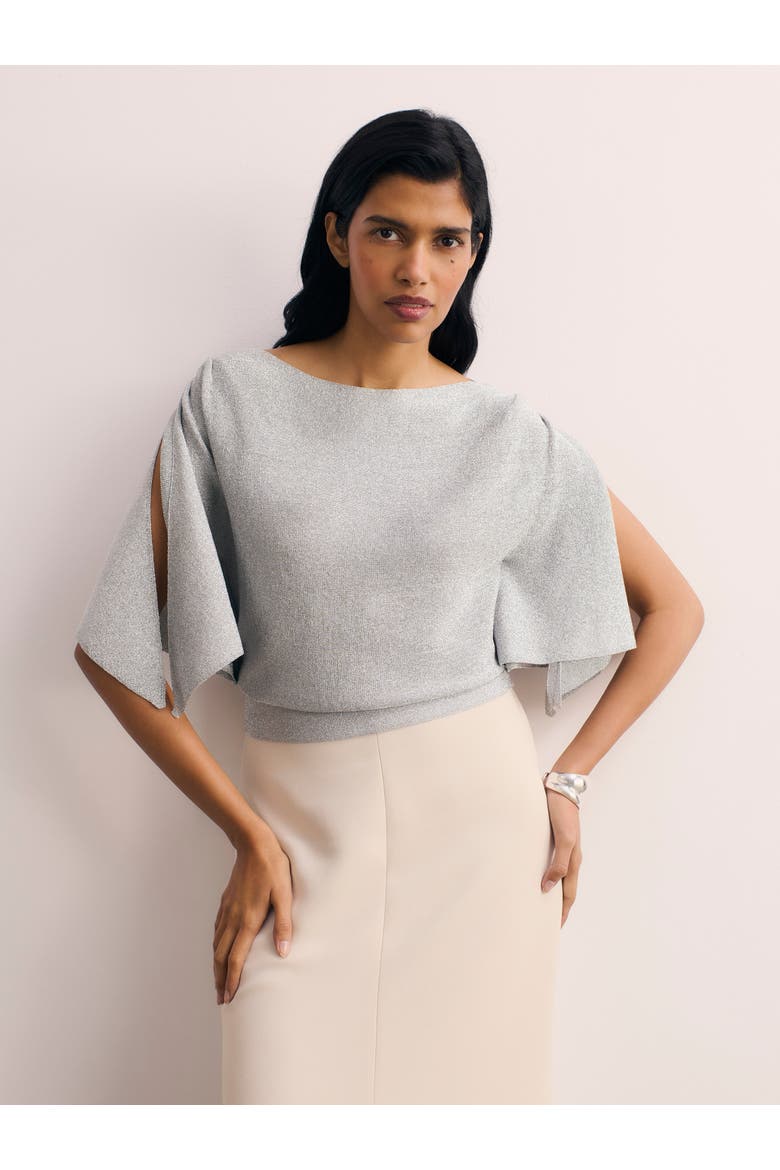 Liri Metallic Knit Top, Main, color, Grey