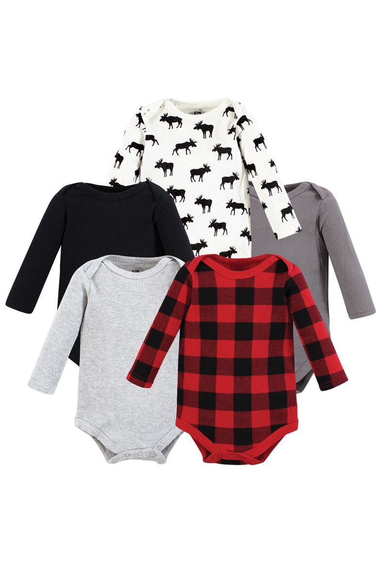 Thermal Long Sleeve Bodysuits, Main, color, Buffalo Plaid Moose