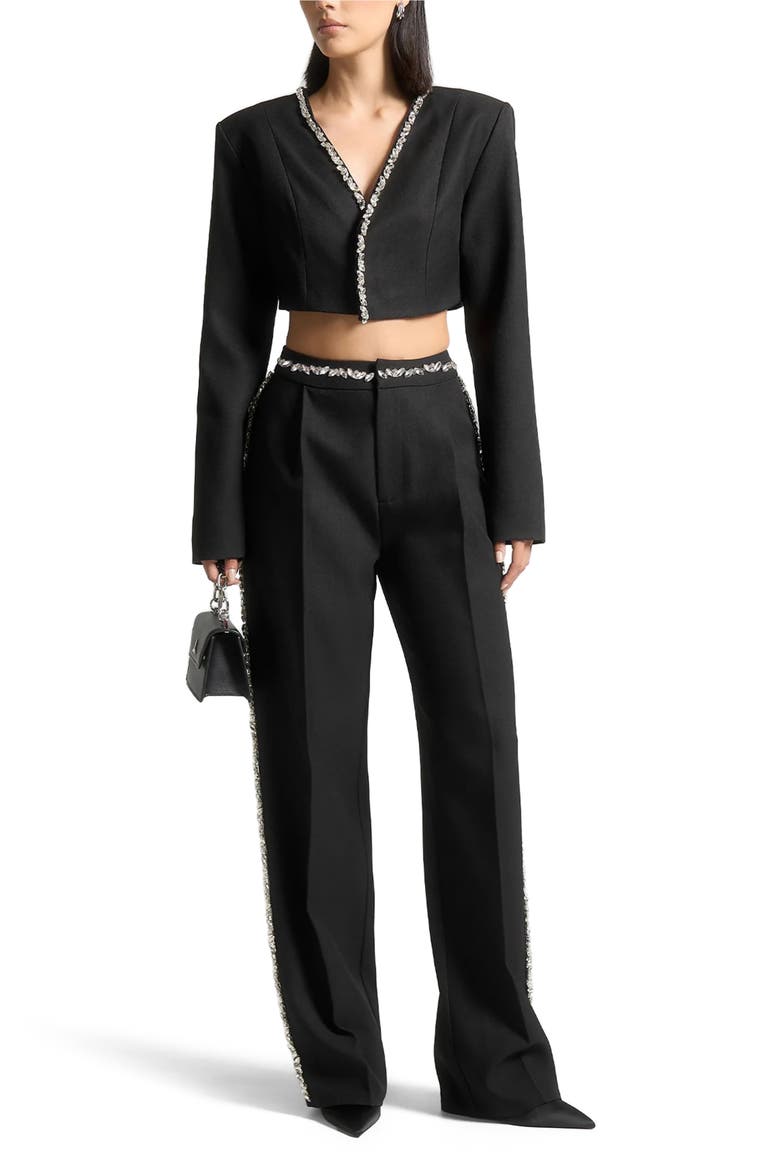 Embellished Cropped Blazer, Alternate, color, Black